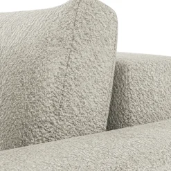 Divano letto angolare reversibile 4 posti 285x188cm con contenitore tessuto bouclé beige chiaro Soft