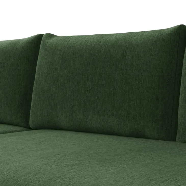 Divano letto angolare reversibile 4 posti 285x188cm con contenitore imbottito tessuto verde Soft