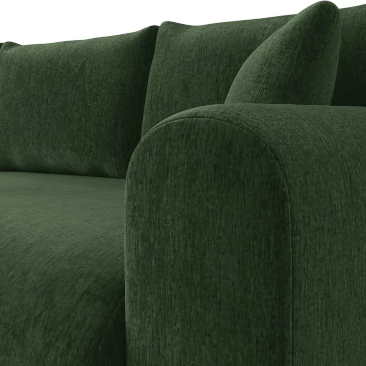 Divano letto angolare reversibile 4 posti 285x188cm con contenitore imbottito tessuto verde Soft