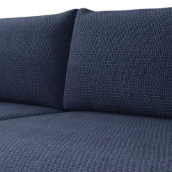 Divano letto angolare reversibile 4 posti 285x188cm con contenitore a trama spessa blu Soft