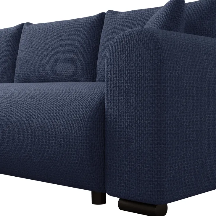 Divano letto angolare reversibile 4 posti 285x188cm con contenitore a trama spessa blu Soft