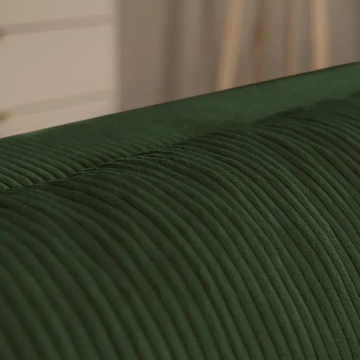Divano letto angolare reversibile 4 posti 285x188cm con contenitore tessuto velluto a coste verde Soft