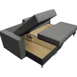 Divano letto angolare sinistra 3 posti 215cm grigio scuro e chiaro Aureliano