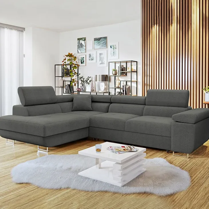 Divano letto angolare sinistra imbottito 274x203cm grigio Bormio