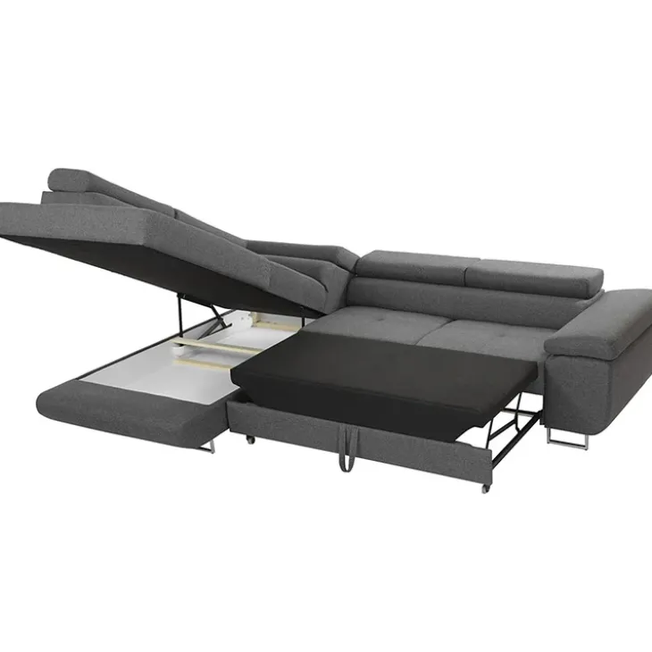 Divano letto angolare sinistra imbottito 274x203cm grigio Bormio