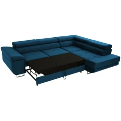 Divano letto angolare sinistra imbottito 274x203cm blu Bormio