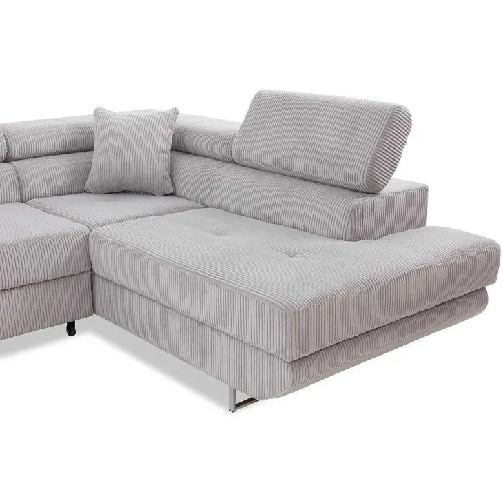 Divano letto angolare sinistra imbottito 274x203cm velluto a coste grigio Bormio