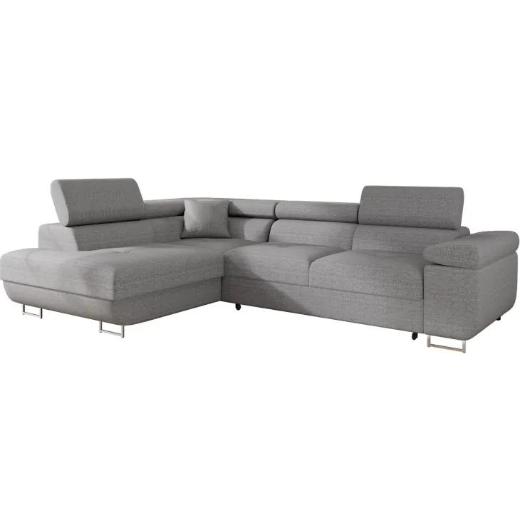 Divano letto angolare sinistra 4 posti 274x203cm imbottito grigio Bormio