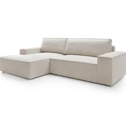 Divano letto angolare sinistro 3 posti 267x167cm velluto a coste beige Relaxion