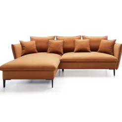 Divano letto angolare sinistro 3 posti 258x167cm tessuto arancio Lushify