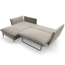 Divano letto angolare sinistro 3 posti 258x167cm tessuto beige Lushify