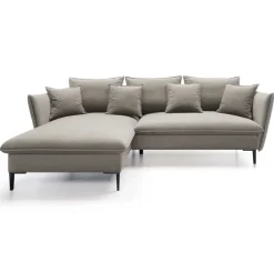 Divano letto angolare sinistro 3 posti 258x167cm tessuto beige Lushify