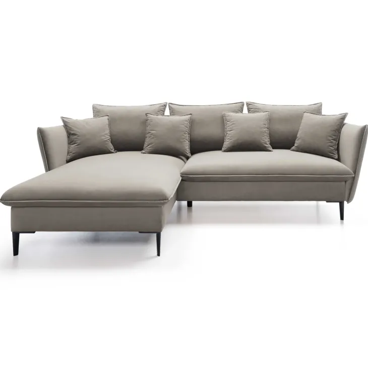 Divano letto angolare sinistro 3 posti 258x167cm tessuto beige Lushify