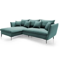 Divano letto angolare sinistro 3 posti 258x167cm tessuto petrolio Lushify