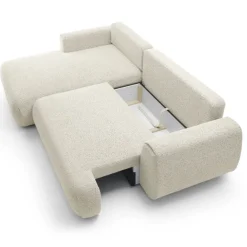 Divano letto angolare sinistra 3 posti 270x167cm tessuto bianco Cloudify