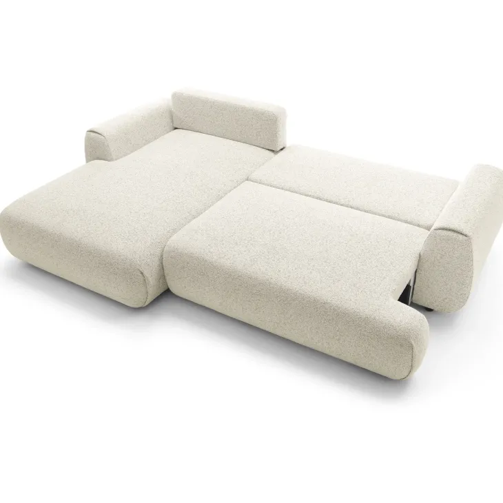 Divano letto angolare sinistra 3 posti 270x167cm tessuto bianco Cloudify