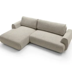 Divano letto angolare sinistra 3 posti 270x167cm tessuto beige Cloudify