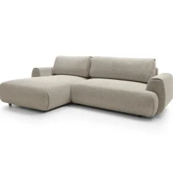 Divano letto angolare sinistra 3 posti 270x167cm tessuto beige Cloudify