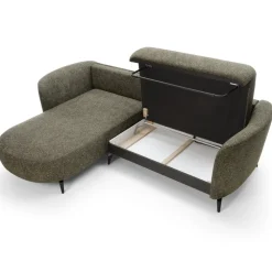 Divano letto angolare sinistra 3 posti 260x180cm tessuto bouclè verde Repose