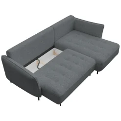 Divano letto angolare sinistro 3 posti 276x158cm tessuto grigio scuro Angle