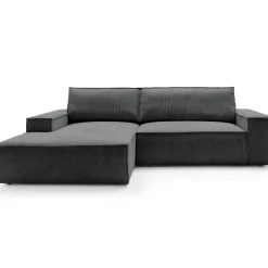 Divano letto angolare sinistra 3 posti 267x167cm velluto a coste antracite Relaxion
