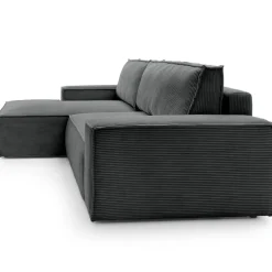 Divano letto angolare sinistra 3 posti 267x167cm velluto a coste antracite Relaxion