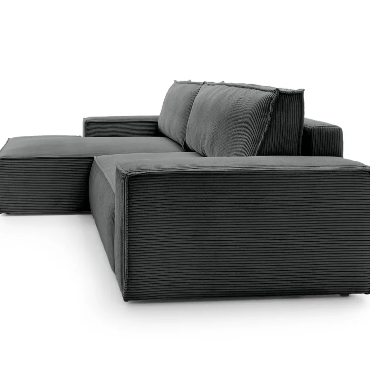 Divano letto angolare sinistra 3 posti 267x167cm velluto a coste antracite Relaxion