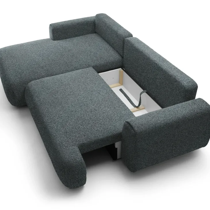 Divano letto angolare sinistra 3 posti 270x167cm tessuto antracite Cloudify