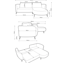 Divano letto angolare sinistra 3 posti 260x180cm tessuto bouclè beige scuro Repose
