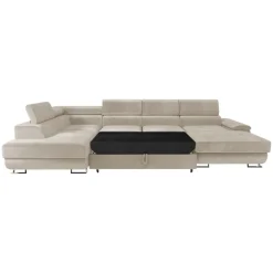 Divano letto angolare sinistra 5 posti 345x202cm tessuto beige Sloffy