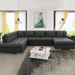 Divano letto angolare sinistra 5 posti 350x205cm grigio scuro Agliana