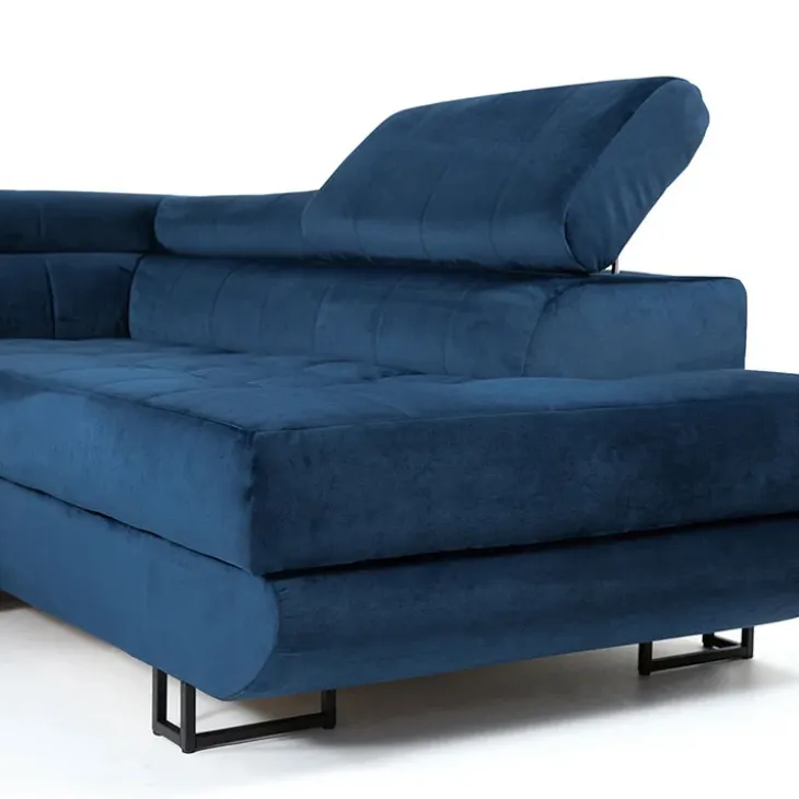 Divano letto angolare sinistra 5 posti 271x203cm blu Canosio