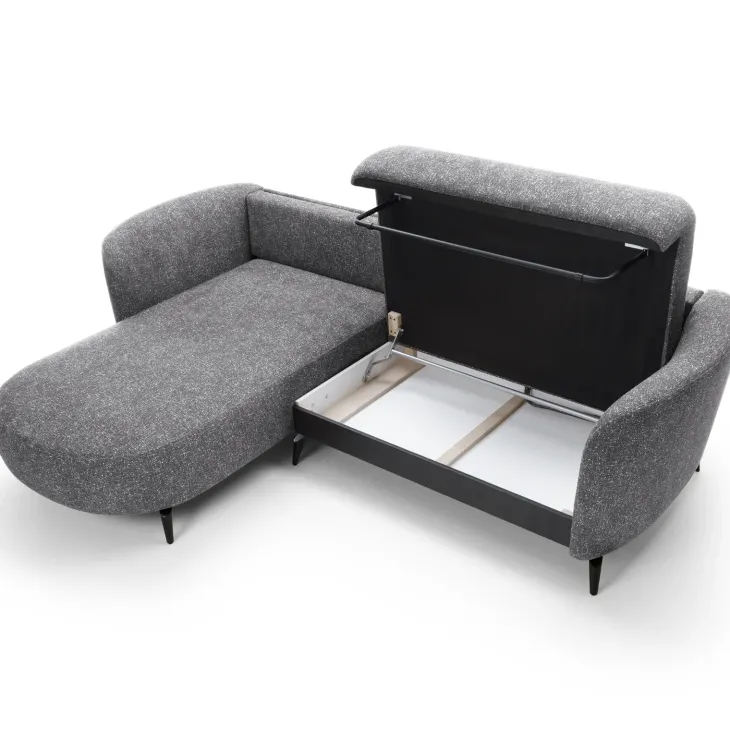 Divano letto angolare sinistra 3 posti 260x180cm tessuto bouclè grigio Repose