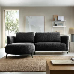 Divano letto angolare sinistra 3 posti 260x180cm tessuto bouclè antracite Repose