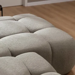 Divano letto con angolo a destra 4 posti 270x173cm con contenitore tessuto bouclé grigio tortora Litos