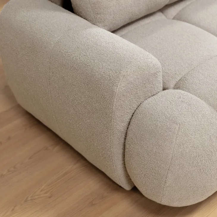 Divano letto con angolo a sinistra 4 posti 270x173cm con contenitore tessuto bouclé bianco crema Litos