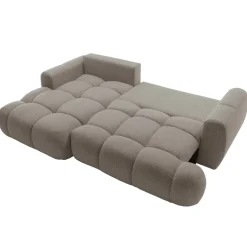 Divano letto con angolo a sinistra 4 posti 270x173cm con contenitore tessuto bouclé grigio tortora Litos