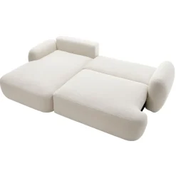 Divano letto con angolo a sinistra 4 posti 275x175cm con contenitore imbottito beige Aurum