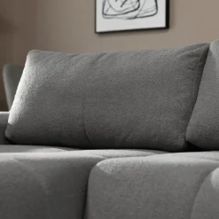 Divano letto con angolo a sinistra 4 posti 270x173cm con contenitore tessuto bouclé grigio scuro Litos