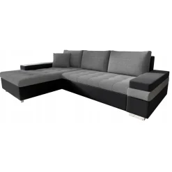 Divano letto matrimoniale angolare reversibile 3 posti 274cm grigio nero Apollina