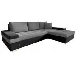 Divano letto matrimoniale angolare reversibile 3 posti 274cm grigio nero Apollina