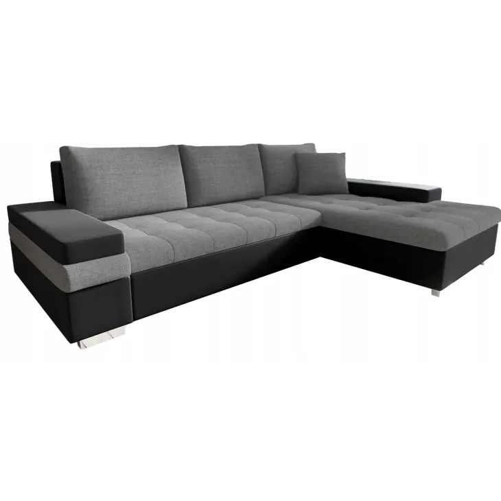 Divano letto matrimoniale angolare reversibile 3 posti 274cm grigio nero Apollina