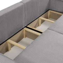 Divano letto matrimoniale 3 posti 245x90cm velluto a coste grigio Ploffy