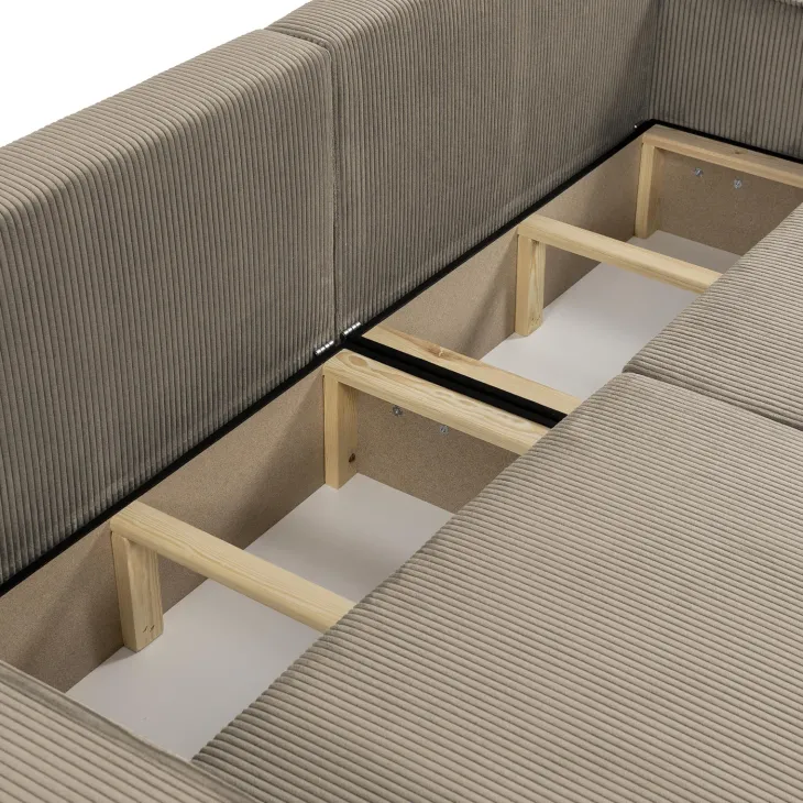 Divano letto matrimoniale 3 posti 245x90cm velluto a coste tortora Ploffy