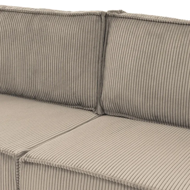 Divano letto matrimoniale 3 posti 245x90cm velluto a coste tortora Ploffy