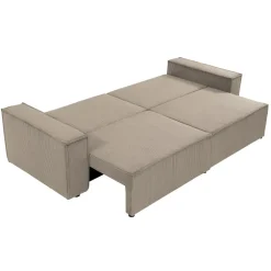 Divano letto matrimoniale 3 posti 245x90cm velluto a coste tortora Ploffy