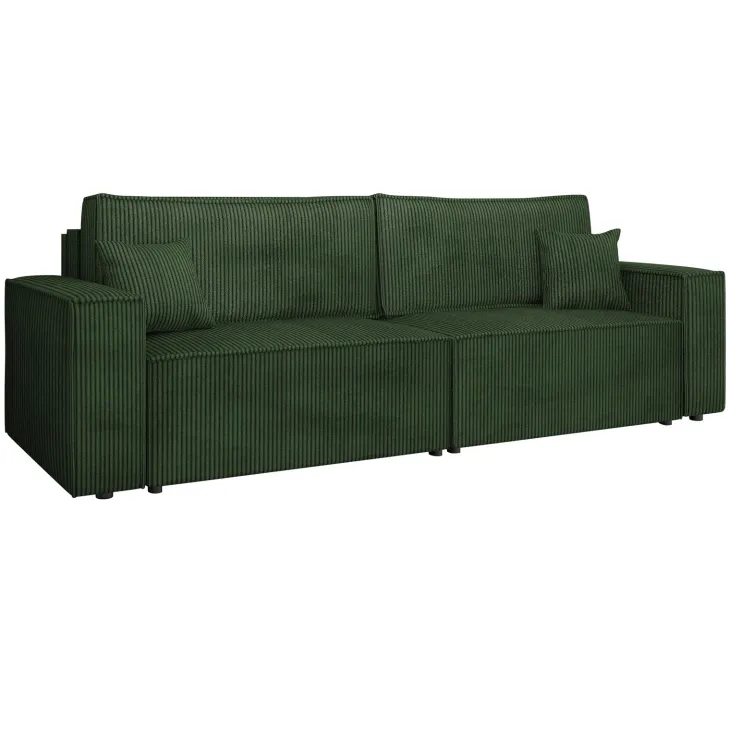 Divano letto matrimoniale 3 posti 245x90cm velluto a coste verde Ploffy