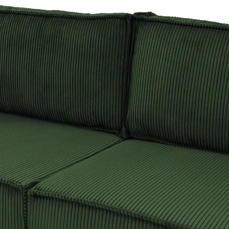 Divano letto matrimoniale 3 posti 245x90cm velluto a coste verde Ploffy