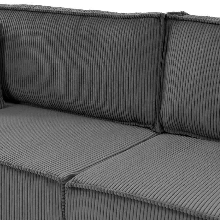 Divano letto matrimoniale 3 posti 245x90cm velluto a coste grigio antracite Ploffy