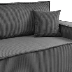 Divano letto matrimoniale 3 posti 245x90cm velluto a coste grigio antracite Ploffy